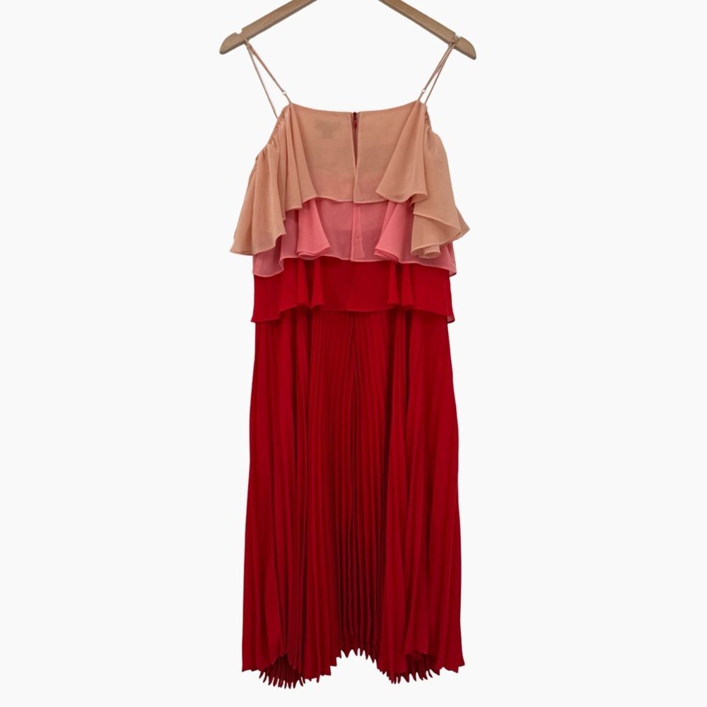 Anthropologie Delfi Collective Madeira Tiered Midi Dress Peach/Pink/Red | Small - Picture 3 of 9